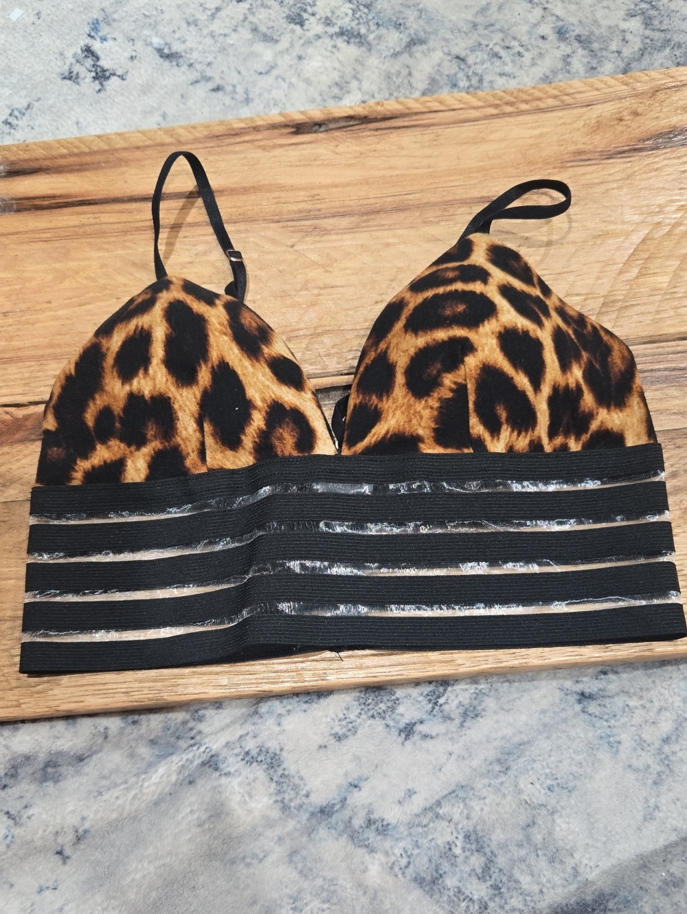 Leopard Print Strappy Bralette - Gold & Black Size Small